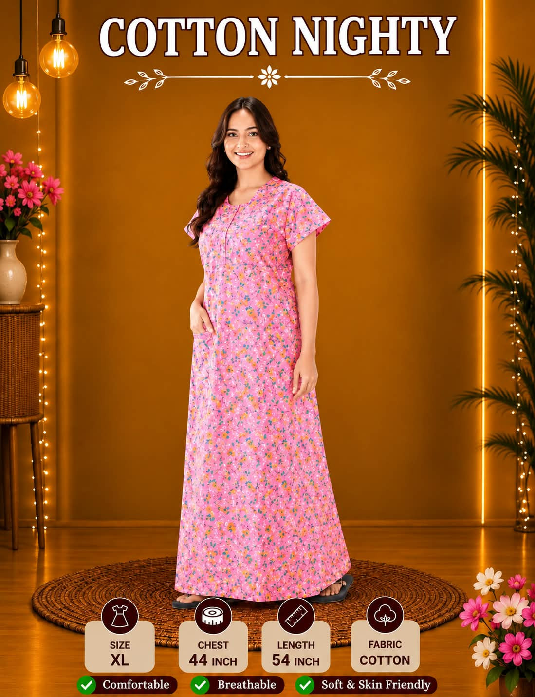COTTON NIGHTY WITH POCKET