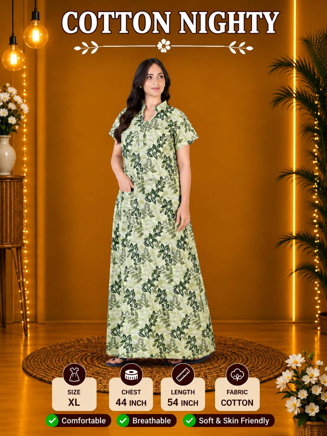COTTON NIGHTY WITH POCKET