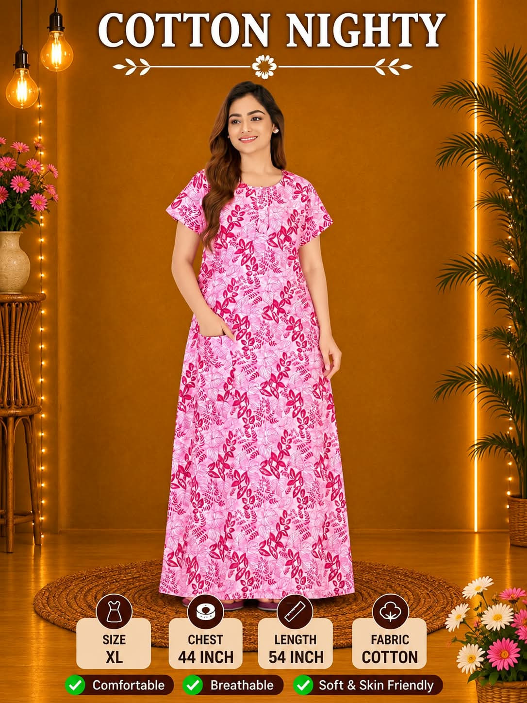 COTTON NIGHTY WITH POCKET