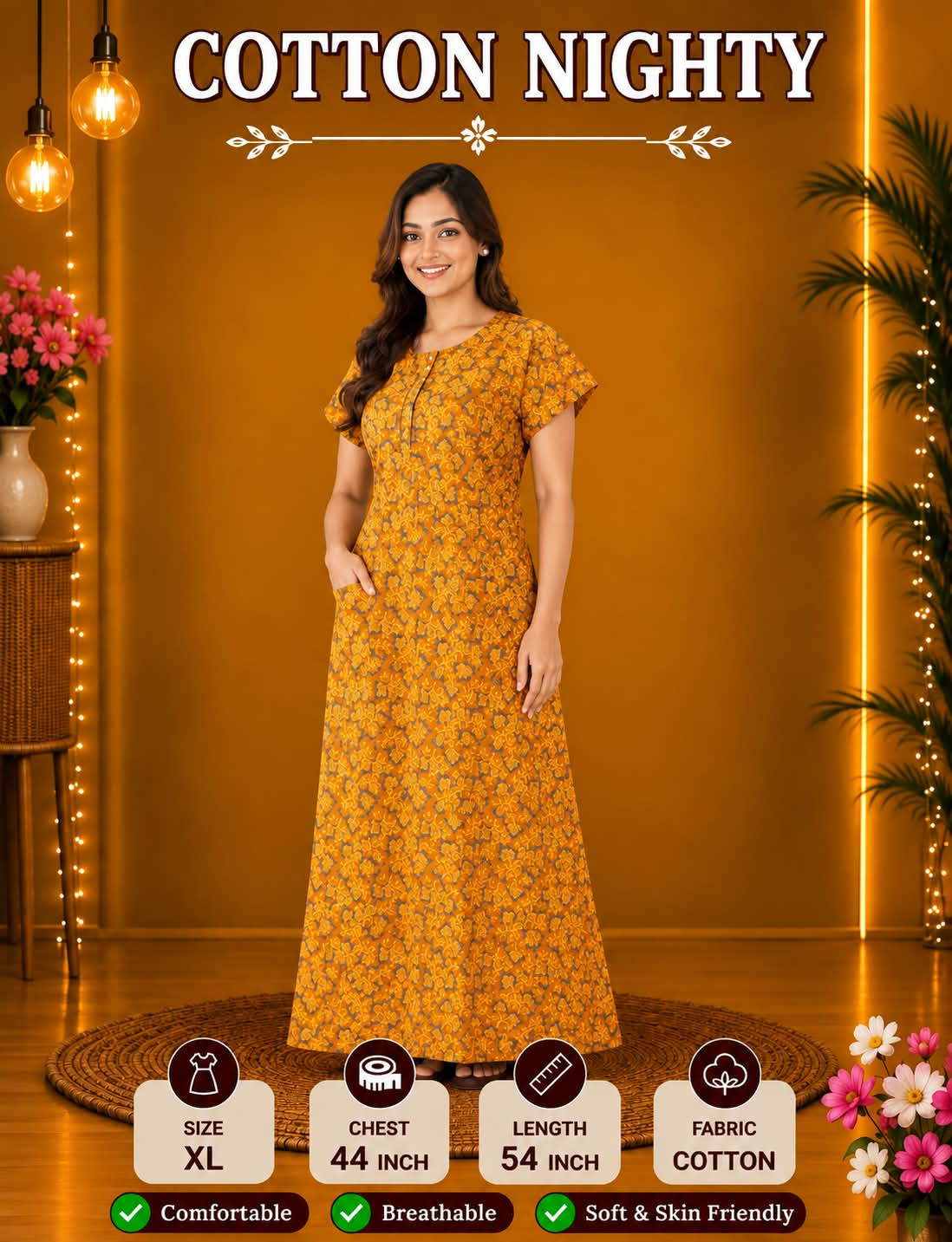 COTTON NIGHTY WITH POCKET