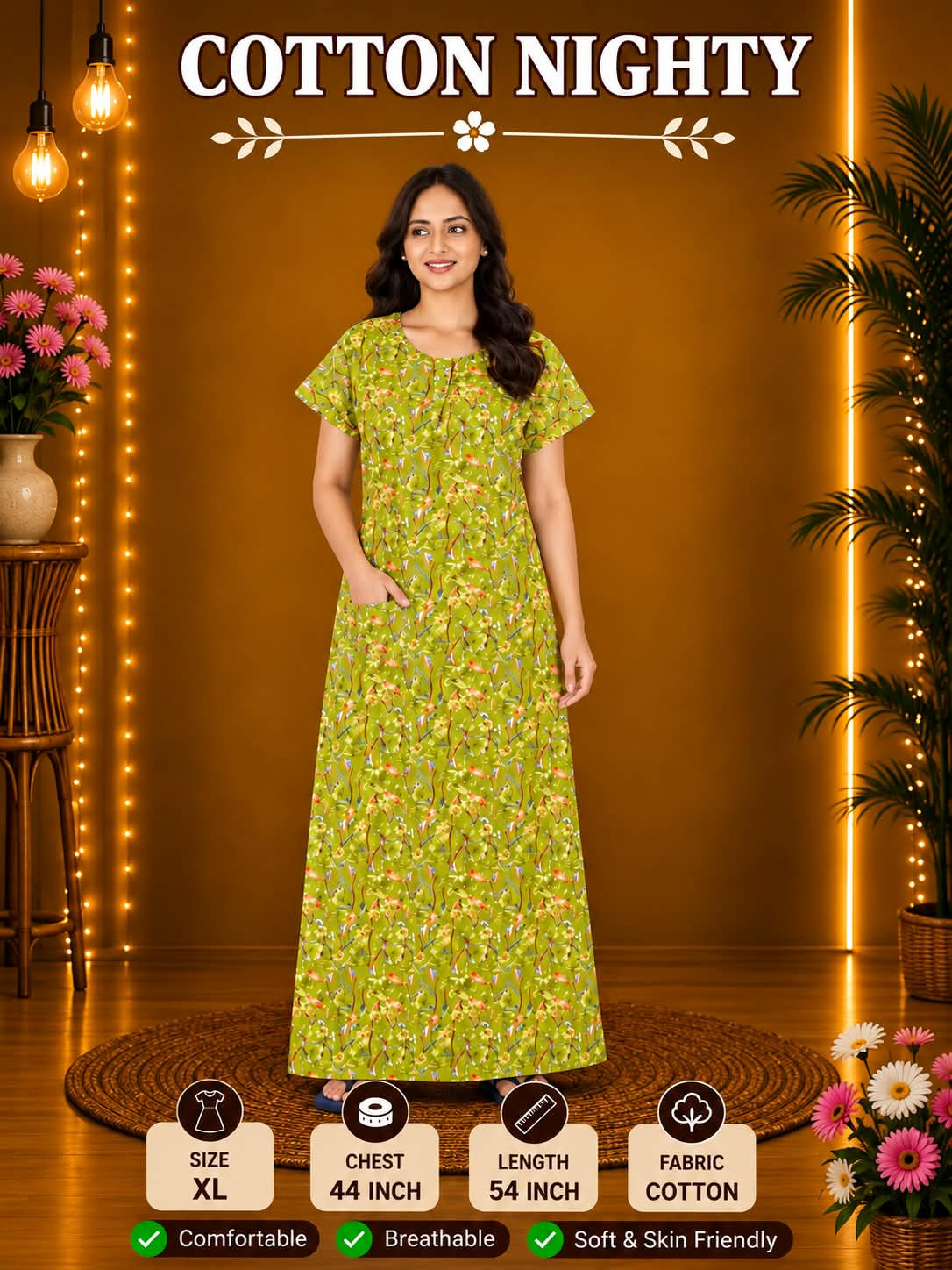 COTTON NIGHTY WITH POCKET