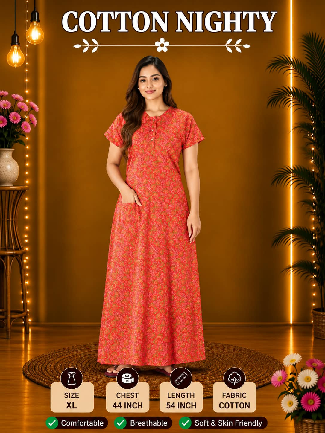 COTTON NIGHTY WITH POCKET