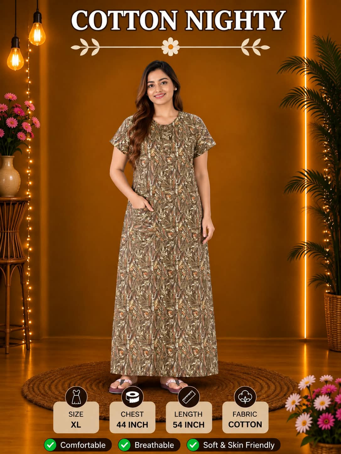 COTTON NIGHTY WITH POCKET