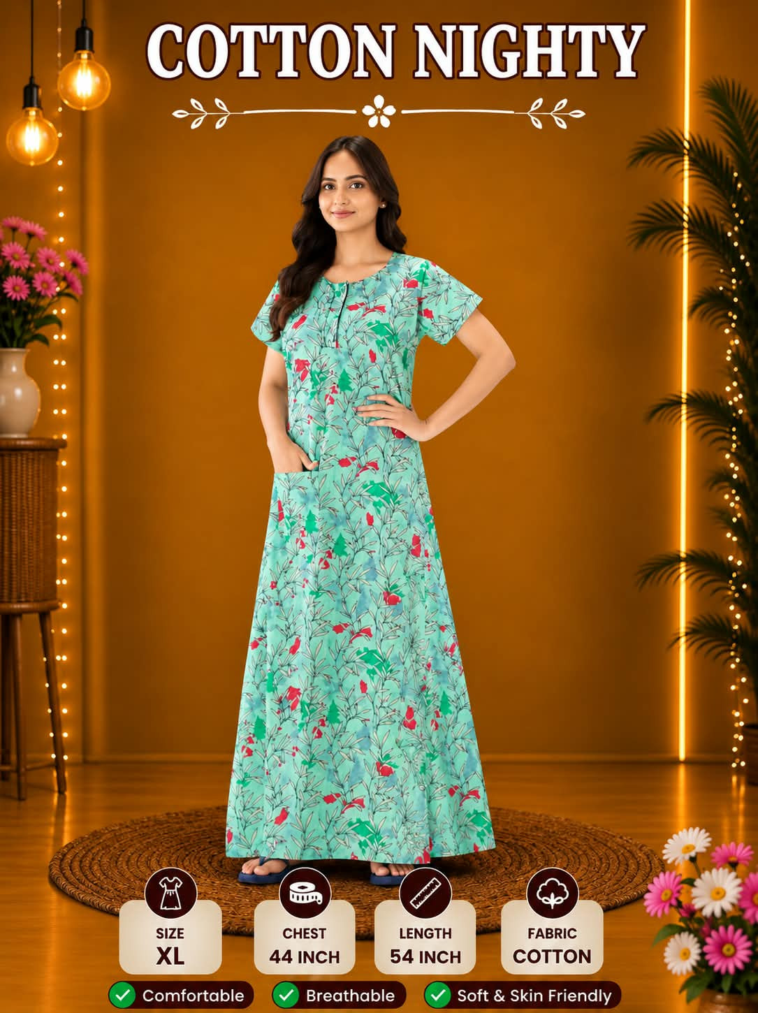 COTTON NIGHTY WITH POCKET
