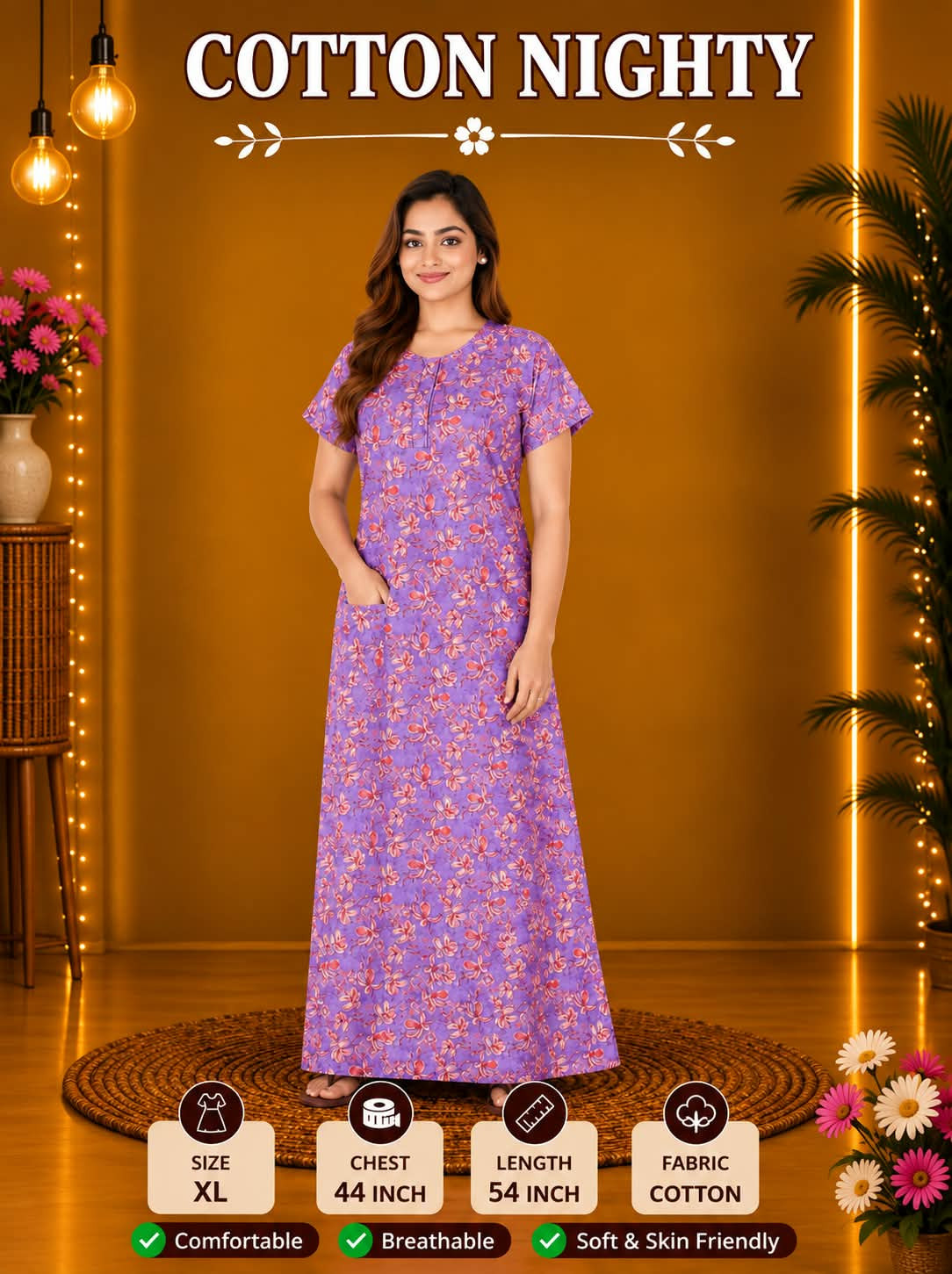 COTTON NIGHTY WITH POCKET
