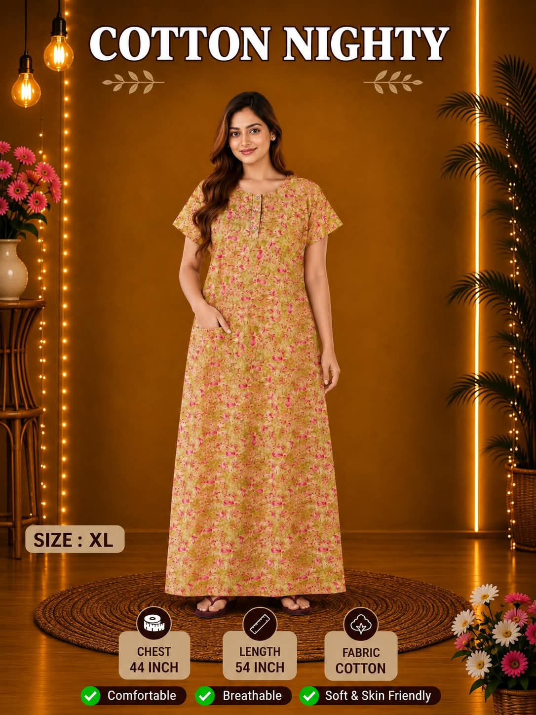 COTTON NIGHTY WITH POCKET