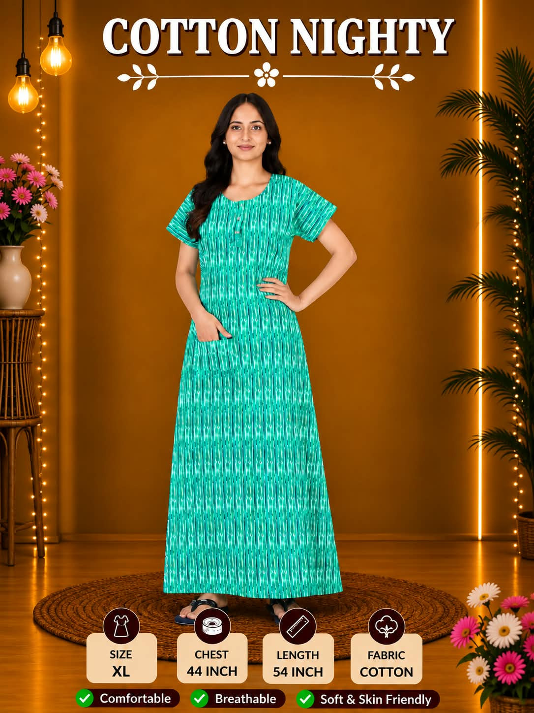 COTTON NIGHTY WITH POCKET